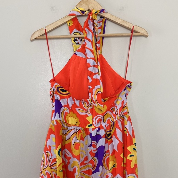 J Crew Silk Maxi Sarong Dress in Painted Paisley Orange Size 0 - Picture 8 of 16